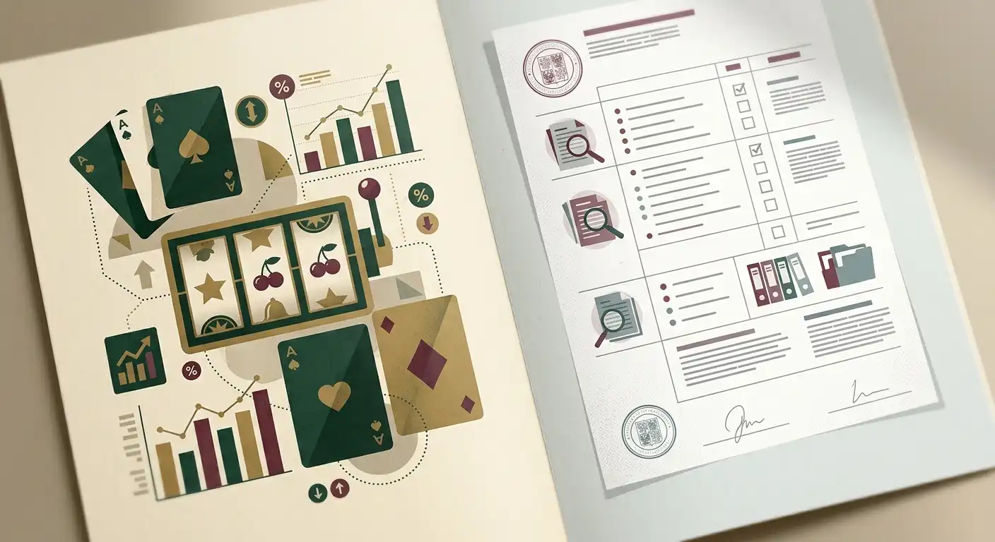 Neutrální analytická ilustrace hodnocení online casina pro český trh